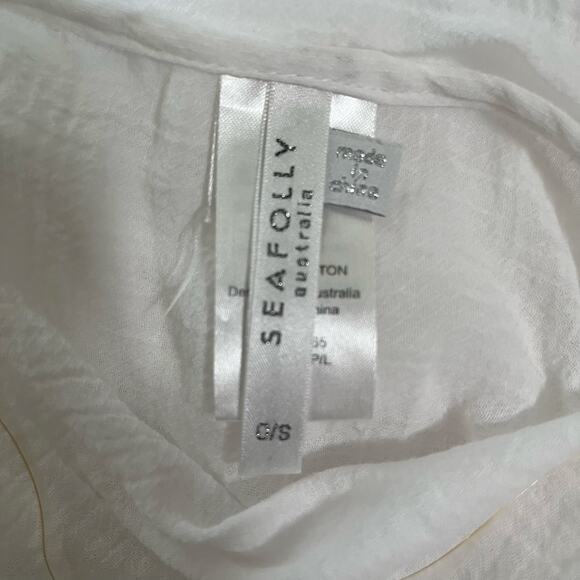 Seafolly Sea Stripe Lace Trim White Kaftan Swimsuit Cover ONE SIZE - Picture 5 of 6